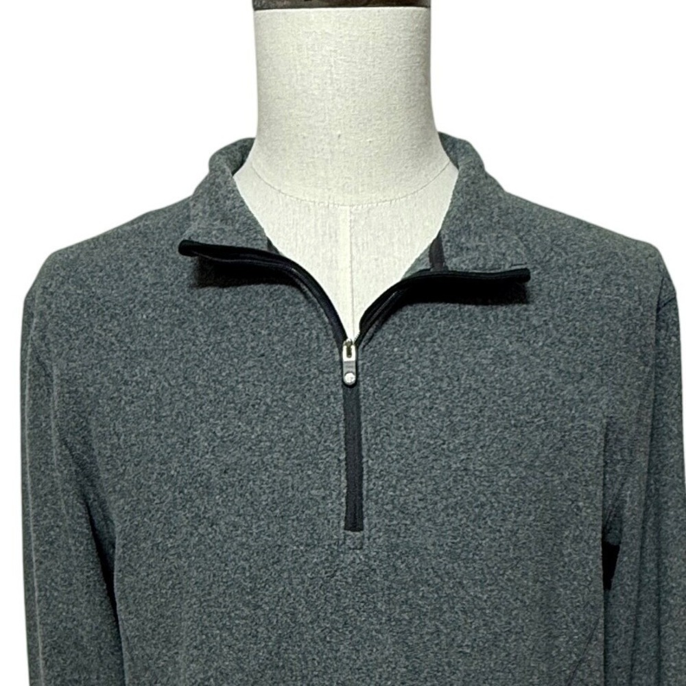 REI Pullover Mens Large Gray Fleece Quarter Zip Mock Neck Heathered